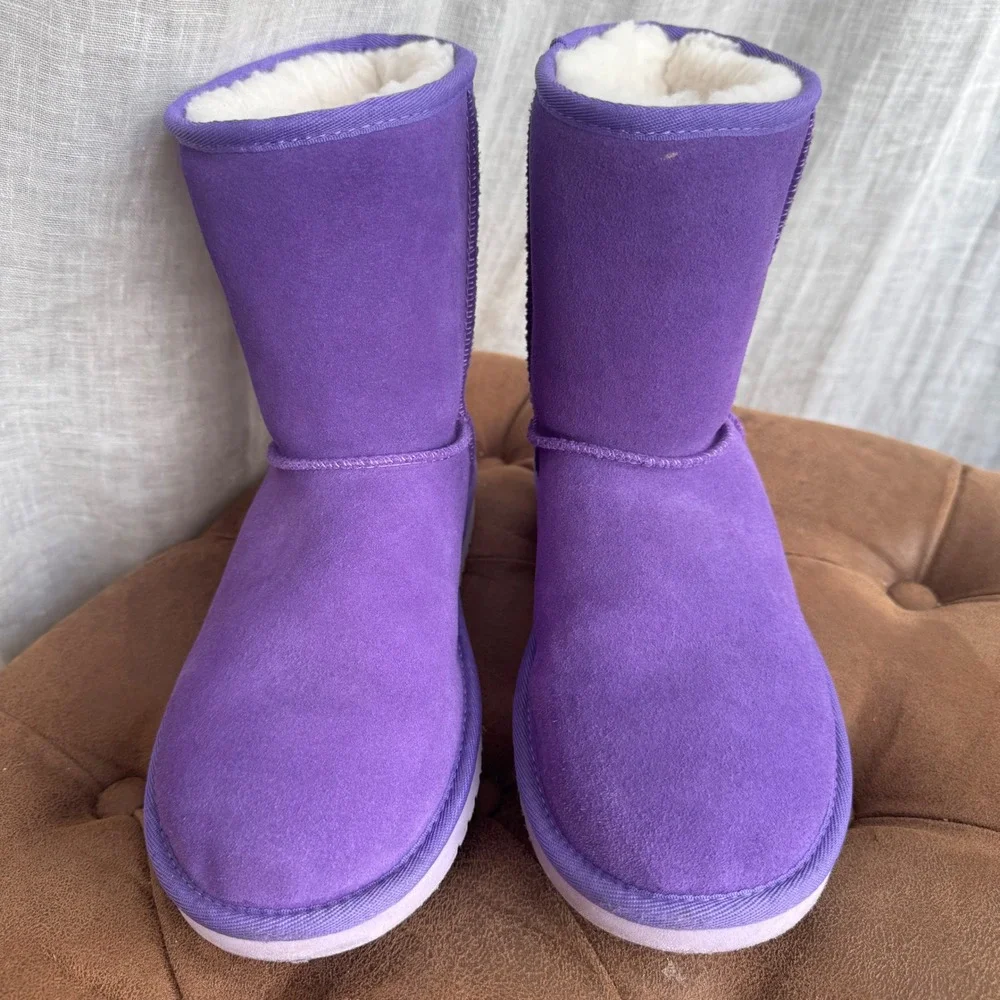 Koolaburra by UGG Boots Girls 5 Purple‎ Suede Lined Winter Boots Excellent